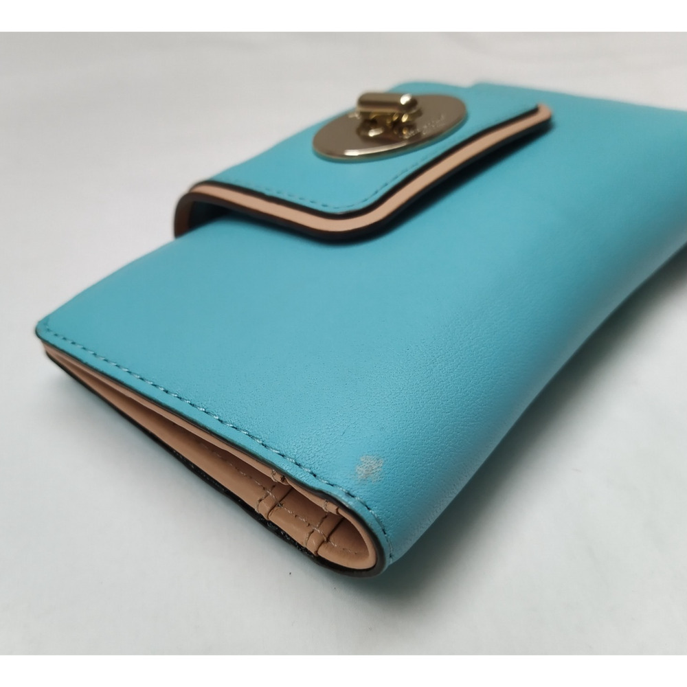 Kate Spade Robin Blue Leather Turn Lock Credit Card ID Window Bifold Wallet - Picture 7 of 16